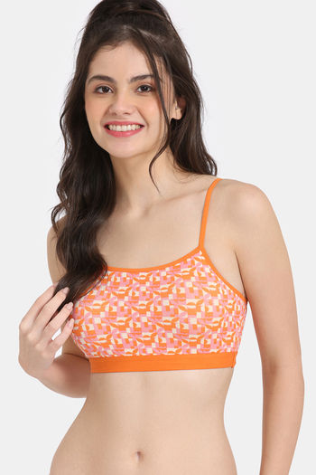 Buy Rosaline Double Layered Non Wired Full Coverage Bralette Bra - Geoplay Orange